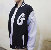 Load image into Gallery viewer, Designer G Drip Leather and Wool Varsity Jacket